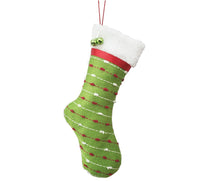 Stocking Ornament: 30cm(L) x 15(W) | Green, white and red