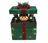 Lifted lid Box: Green & Red  | Warm White | Elf