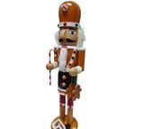 Nutcracker: 38cm | Gingerbread man holding candy cane staff