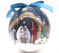 Decorative Bauble: 8cm | Warm White | Nativity Scene