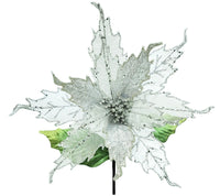 Poinsettia: 30cm | White & Silver