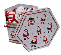 Bauble Decoupage set: 7.5cm | White with Santa