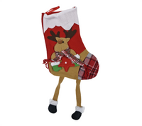 Stocking: 32cm(L) x 22cm(W) | Reindeer with hanging legs