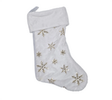 Stocking: 46cm(L) x 28cm(W) | White with Gold Snowflakes
