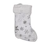 Stocking:46cm(L) x 28cm(W) | White with Silver Snowflakes