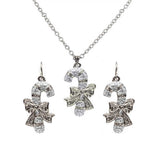 Jewellery: Necklace & Earring set | Candy Cane with Silver bow
