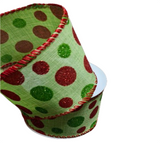 Ribbon: 2.7m (L) x 6.3cm (W) | Green with dots