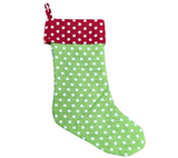 Hessian Stocking: 50cm | Green | White dots
