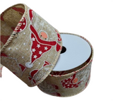 Ribbon: 2.7m (L) x 6.3cm (W) | Hessian glitter Gnomes
