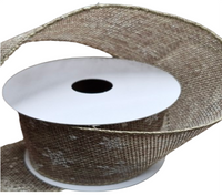 Ribbon: 2.7m (L) x 6.3cm (W) | Hessian with White Snowflakes