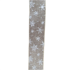 Ribbon: 2.7m (L) x 6.3cm (W) | Hessian with White Snowflakes