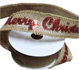 Ribbon: 2.7m (L) x 4cm (W) | Hessian Merry Christmas