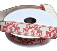 Ribbon: 4.5m (L) x 1.5cm (W) | Red Reindeers
