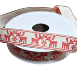 Ribbon: 4.5m (L) x 1.5cm (W) | Red Reindeers