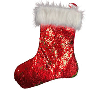 Sequin Stocking: 37cm (L) x 35.5 (W) | Red | Green