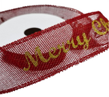 Ribbon: 2.7m (L) x 4cm (W) | Hessian Merry Christmas | Red