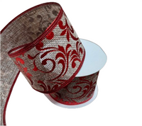 Ribbon: 2.7m (L) x 6.3cm (W) | Hessian with Red twirl