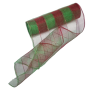 Ribbon: 9m(L) x 26cm(W) | Green & Red mesh
