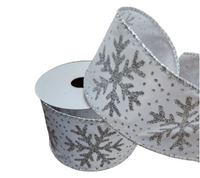 Ribbon: 2.7m (L) x 6.3cm (W) | Silver Snowflake